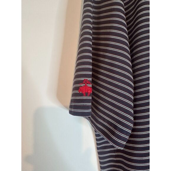Brooks Brothers Men’s L Performance Polo Stripe Navy Stretch Short Sleeve - Picture 2 of 5